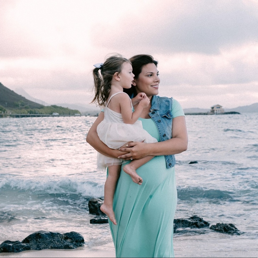 Short Sleeve Mint Maternity Maxi Dress